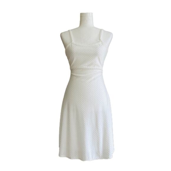Olivia Rae Dresses & Skirts - Olivia Rae Dress White Texture Swiss Dot Sleeveless Back Knot Tie Mini Small